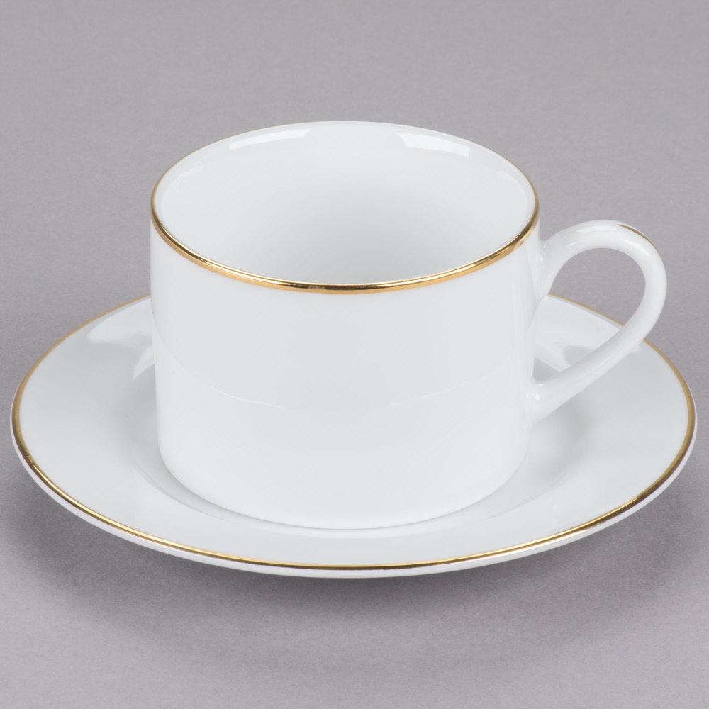 Rim White Short Coffee Cup (or tea) / Saucer